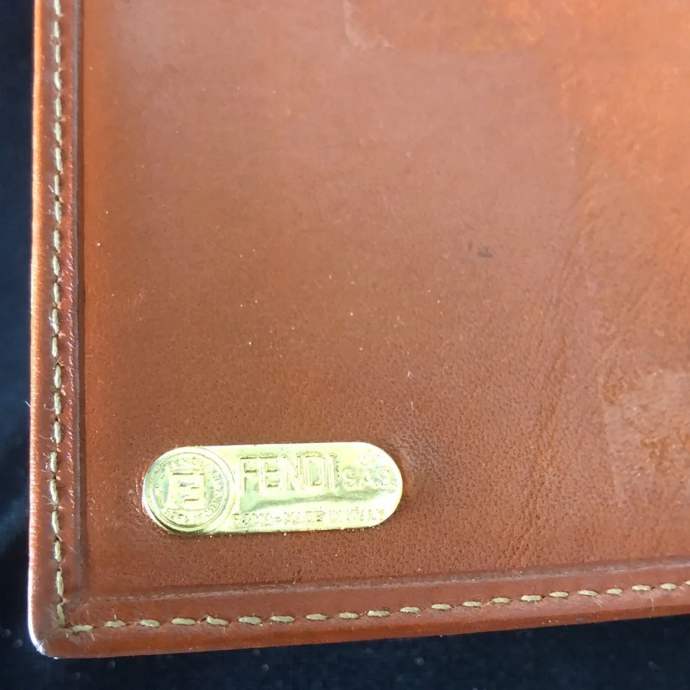 FENDI PEQUIN PECAN Striped Agenda Planner Passport Holder CC Wallet Binder MINT